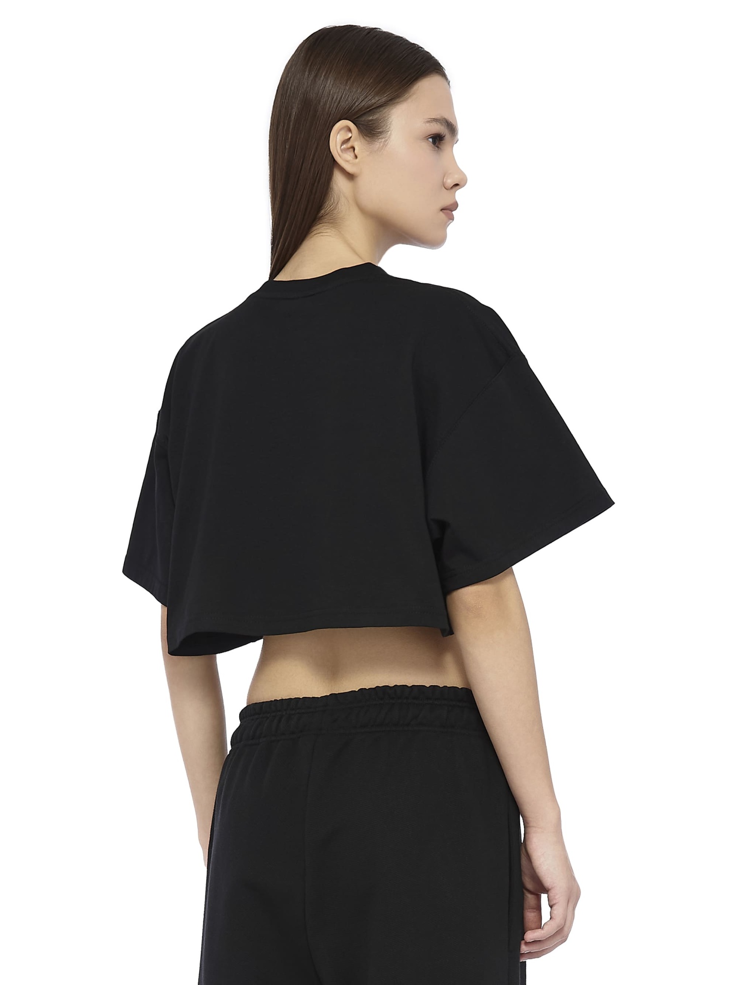 Oversized Cropped T-Shirt Base Logo Black