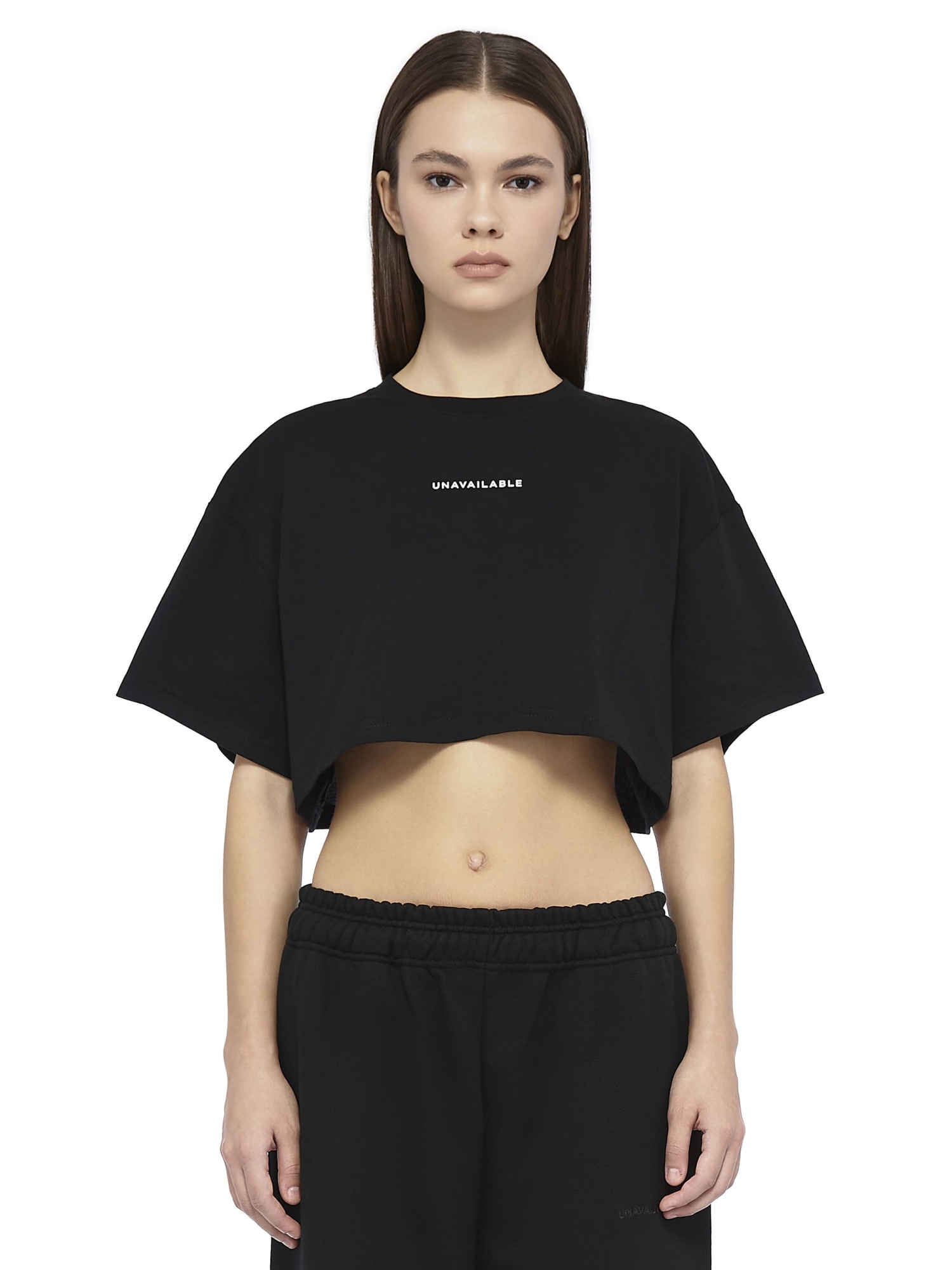 Oversized Cropped T-Shirt Base Logo Black