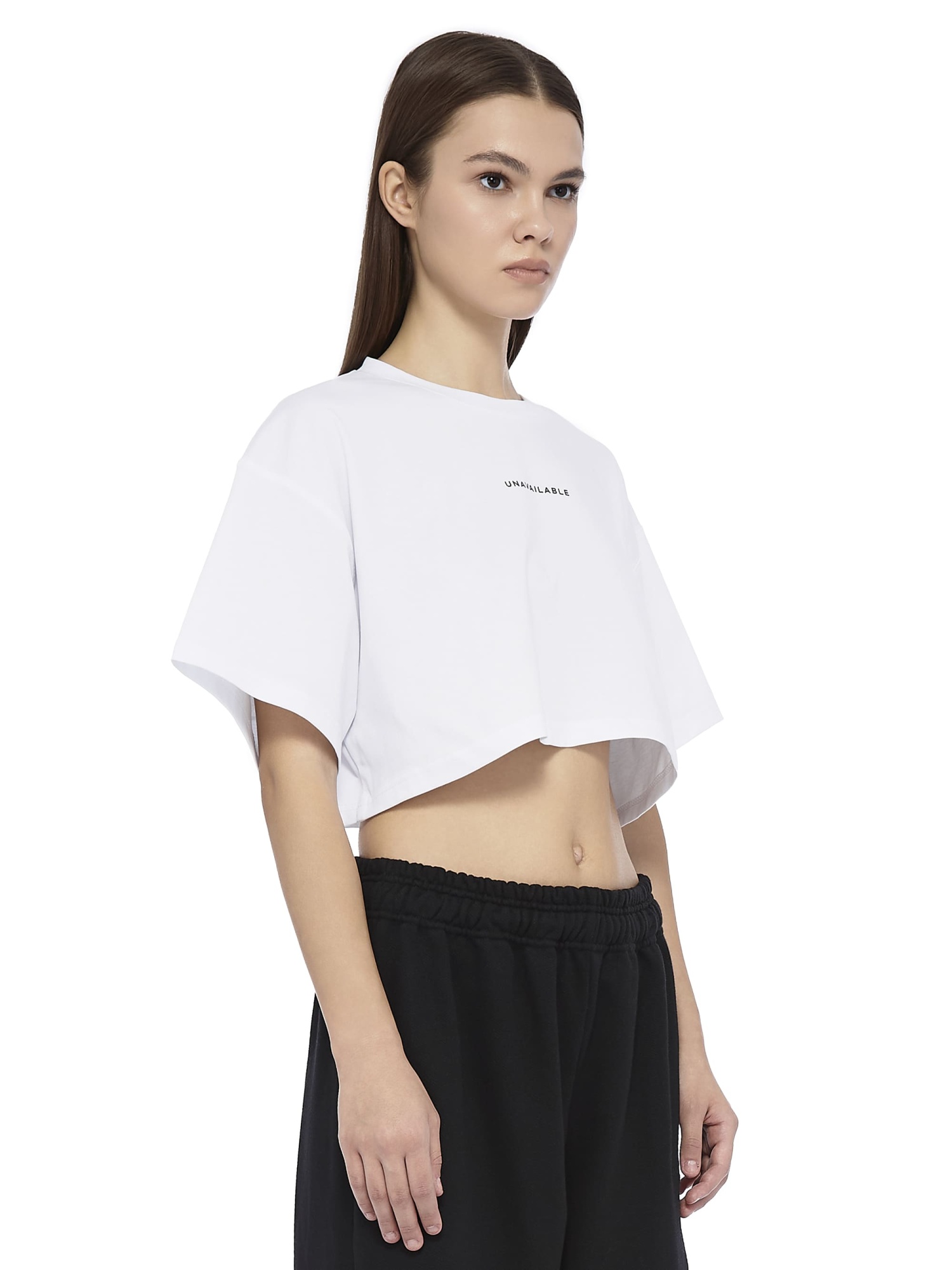 Oversized Cropped T-Shirt Base Logo White