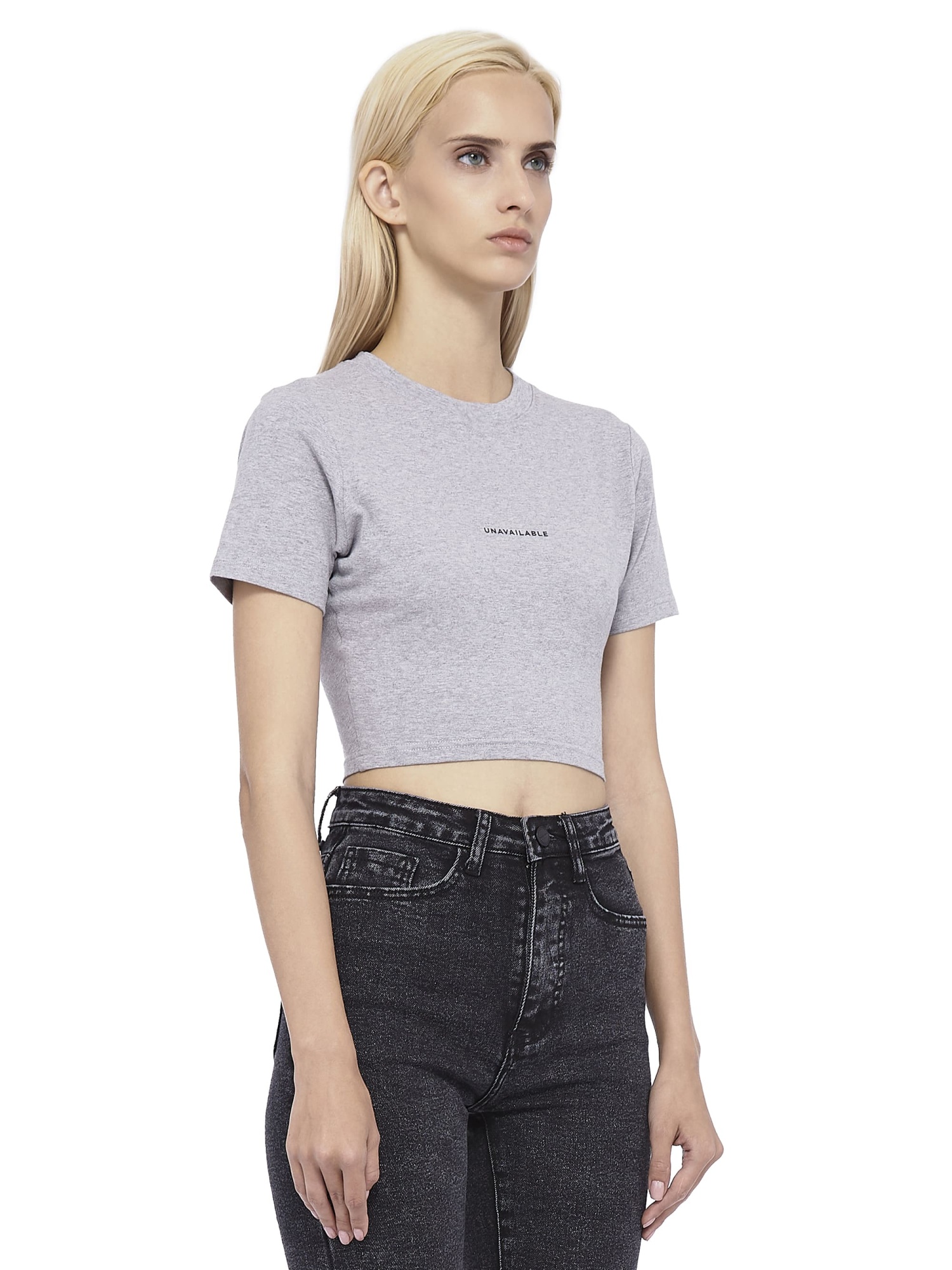 Cropped T-Shirt Base Logo Grey Melange
