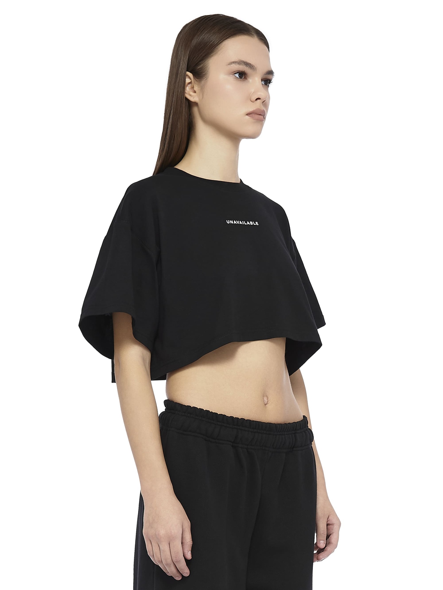 Oversized Cropped T-Shirt Base Logo Black