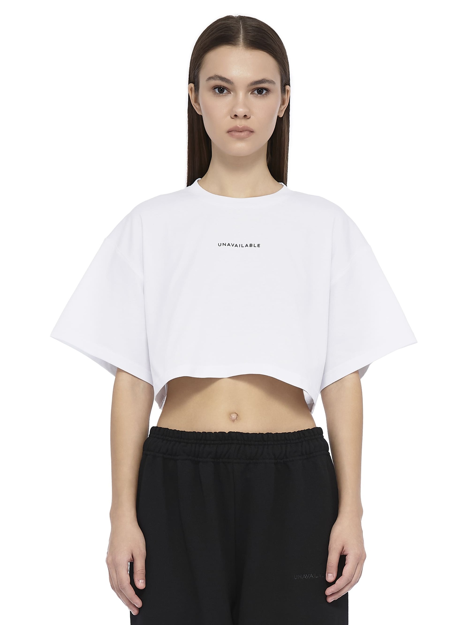 Oversized Cropped T-Shirt Base Logo White