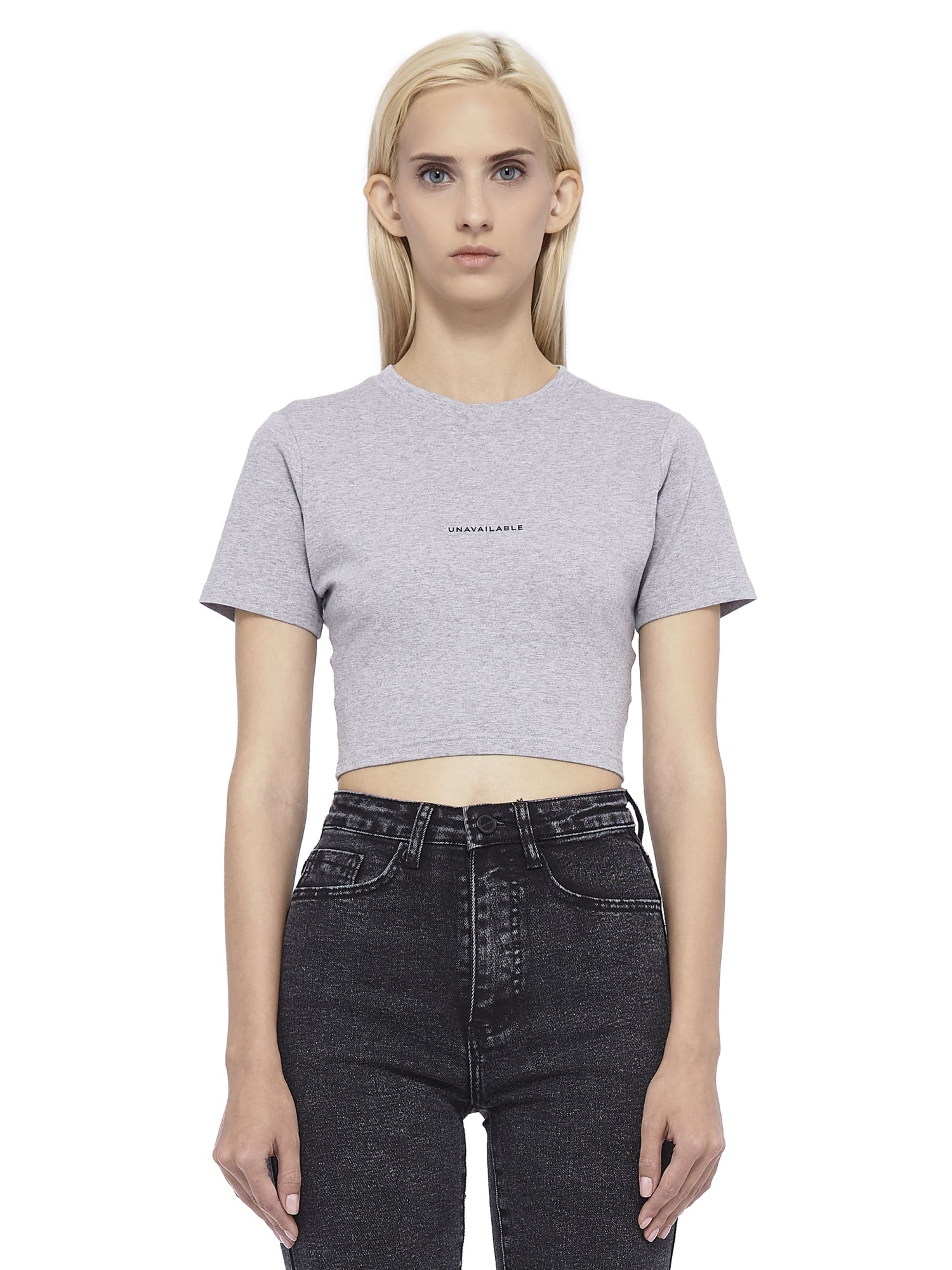 Cropped T-Shirt Base Logo Grey Melange