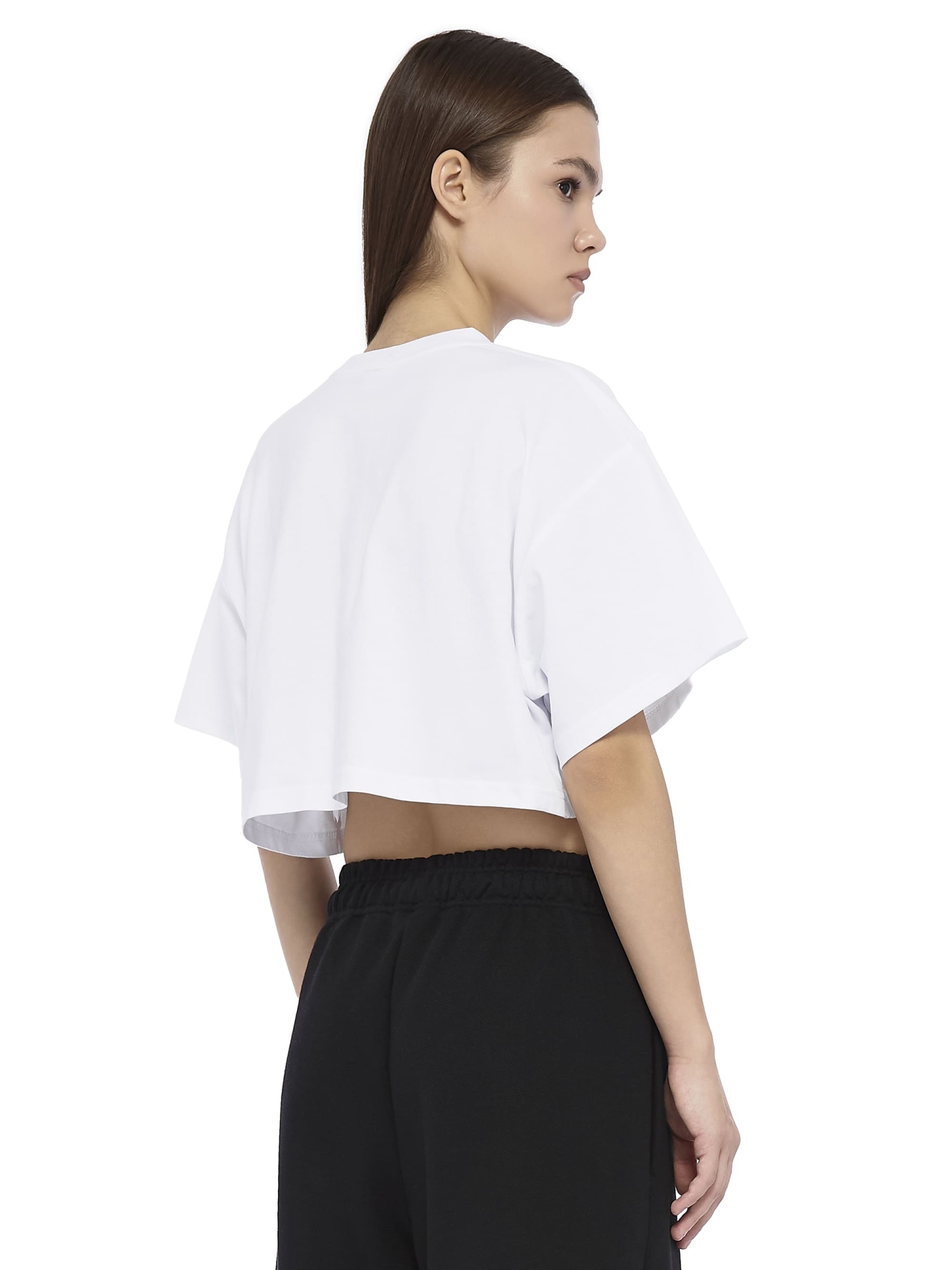 Oversized Cropped T-Shirt Base Logo White